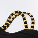 Salvatore Ferragamo Chain Tote Bag Canvas Black Gold Auth gh1290-8