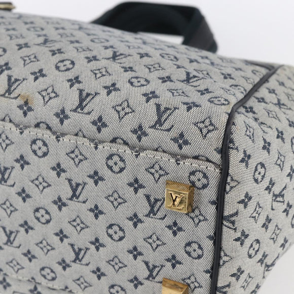 LOUIS VUITTON Monogram Mini Josephine GM Hand Bag Blue M92211 LV Auth gh1293