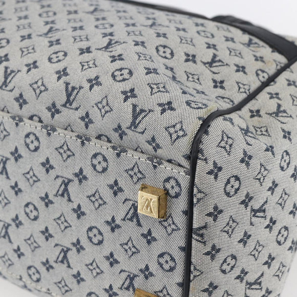 LOUIS VUITTON Monogram Mini Josephine GM Hand Bag Blue M92211 LV Auth gh1293