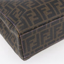 FENDI Zucca Canvas Tote Bag PVC Black Brown Auth gh1295-13