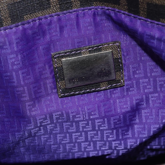 FENDI Zucca Canvas Tote Bag PVC Black Brown Auth gh1295