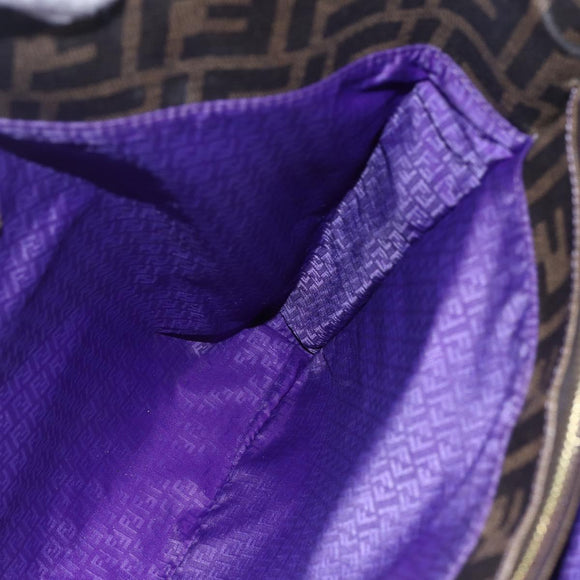 FENDI Zucca Canvas Tote Bag PVC Black Brown Auth gh1295