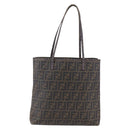 FENDI Zucca Canvas Tote Bag PVC Black Brown Auth gh1295-2