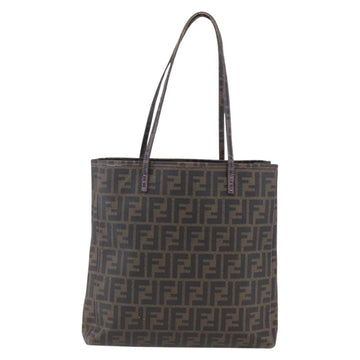 FENDI Zucca Canvas Tote Bag PVC Black Brown Auth gh1295 - 0