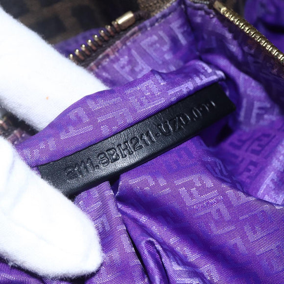 FENDI Zucca Canvas Tote Bag PVC Black Brown Auth gh1295