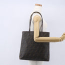 FENDI Zucca Canvas Tote Bag PVC Black Brown Auth gh1295-22