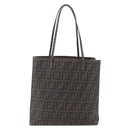 FENDI Zucca Canvas Tote Bag PVC Black Brown Auth gh1295-3