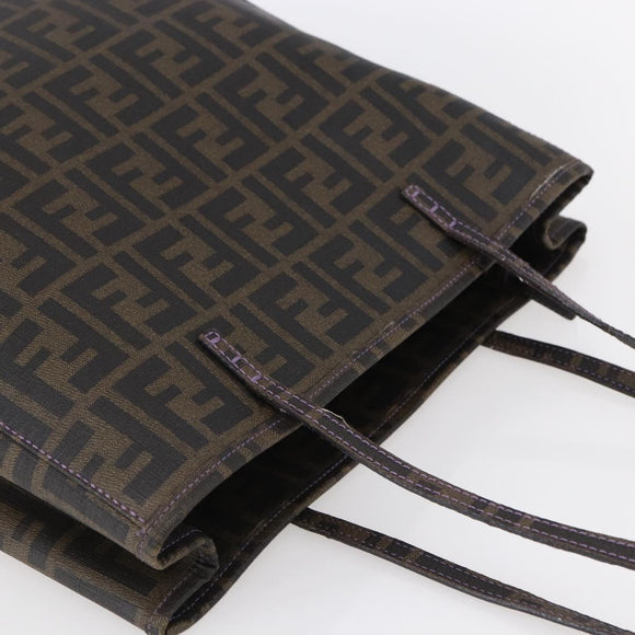 FENDI Zucca Canvas Tote Bag PVC Black Brown Auth gh1295