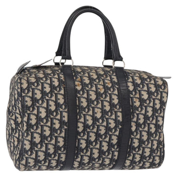 Christian Dior Trotter Canvas Hand Bag Navy Silver Auth gh1296