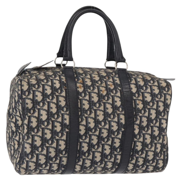 Christian Dior Trotter Canvas Hand Bag Navy Silver Auth gh1296