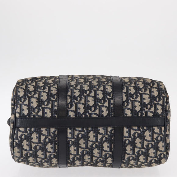 Christian Dior Trotter Canvas Hand Bag Navy Silver Auth gh1296