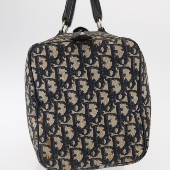 Christian Dior Trotter Canvas Hand Bag Navy Silver Auth gh1296