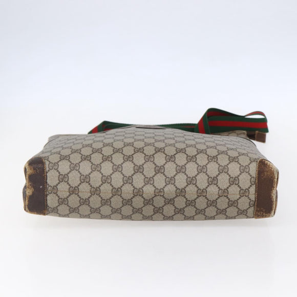 GUCCI GG Supreme Web Sherry Line Bag PVC Beige Gold 002 983 0163 Auth gh1297