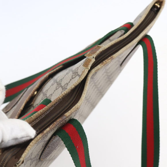 GUCCI GG Supreme Web Sherry Line Bag PVC Beige Gold 002 983 0163 Auth gh1297