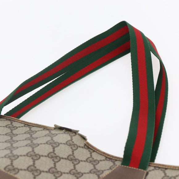 GUCCI GG Supreme Web Sherry Line Bag PVC Beige Gold 002 983 0163 Auth gh1297