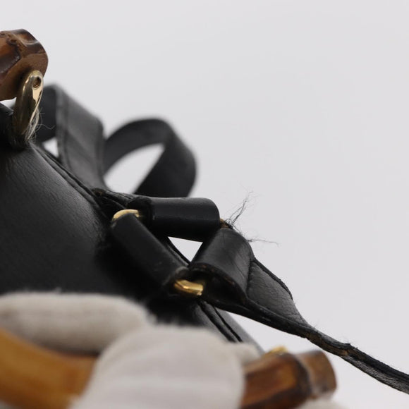 GUCCI Bamboo Backpack Leather Black Gold 003 1705 0030 Auth gh1298A