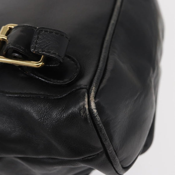 GUCCI Bamboo Backpack Leather Black Gold 003 1705 0030 Auth gh1298