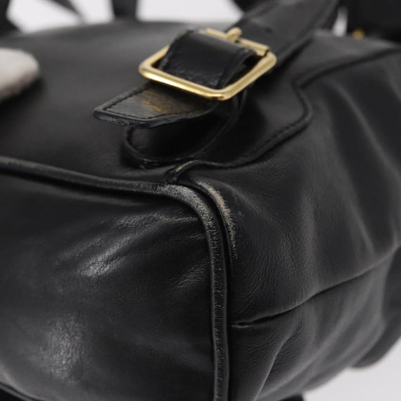 GUCCI Bamboo Backpack Leather Black Gold 003 1705 0030 Auth gh1298