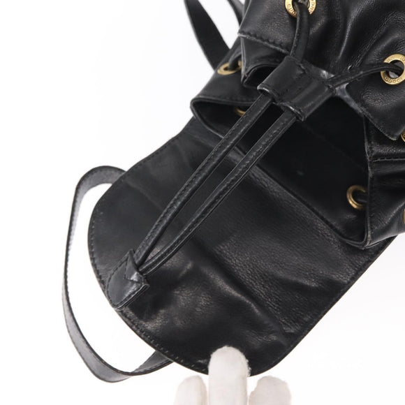 GUCCI Bamboo Backpack Leather Black Gold 003 1705 0030 Auth gh1298A
