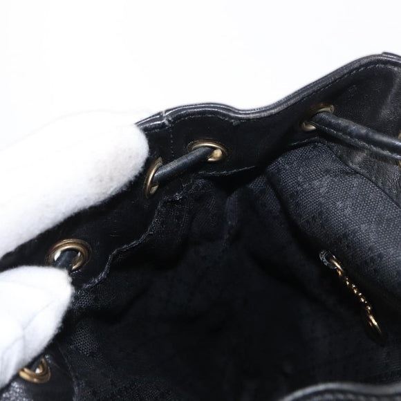 GUCCI Bamboo Backpack Leather Black Gold 003 1705 0030 Auth gh1298A