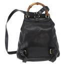 GUCCI Bamboo Backpack Leather Black Gold 003 1705 0030 Auth gh1298A-2