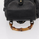 GUCCI Bamboo Backpack Leather Black Gold 003 1705 0030 Auth gh1298A-6