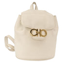 Salvatore Ferragamo Gancini Backpack Leather White Gold Auth gh1299-1