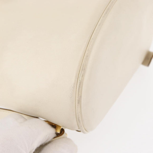 Salvatore Ferragamo Gancini Backpack Leather White Gold Auth gh1299