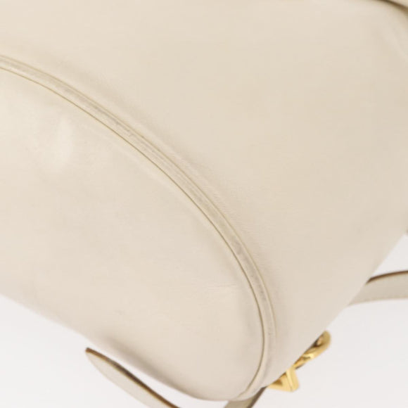 Salvatore Ferragamo Gancini Backpack Leather White Gold Auth gh1299