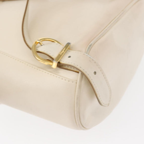 Salvatore Ferragamo Gancini Backpack Leather White Gold Auth gh1299