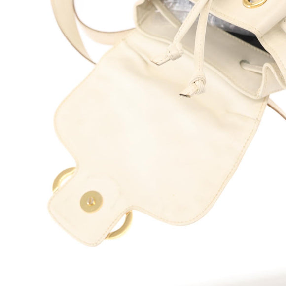 Salvatore Ferragamo Gancini Backpack Leather White Gold Auth gh1299