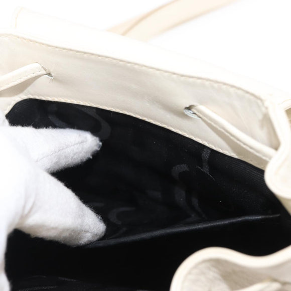 Salvatore Ferragamo Gancini Backpack Leather White Gold Auth gh1299