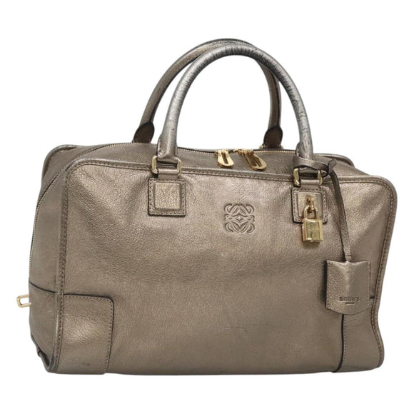 LOEWE Anagram Amazona 36 Hand Bag Leather Gold Tone Auth gh130