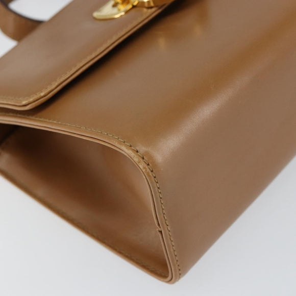 Salvatore Ferragamo Gancini Shoulder Bag Leather Brown Gold Auth gh1300