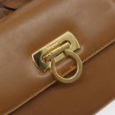 Salvatore Ferragamo Gancini Shoulder Bag Leather Brown Gold Auth gh1300-14