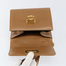 Salvatore Ferragamo Gancini Shoulder Bag Leather Brown Gold Auth gh1300-15
