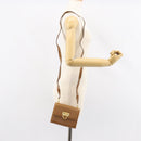 Salvatore Ferragamo Gancini Shoulder Bag Leather Brown Gold Auth gh1300-21