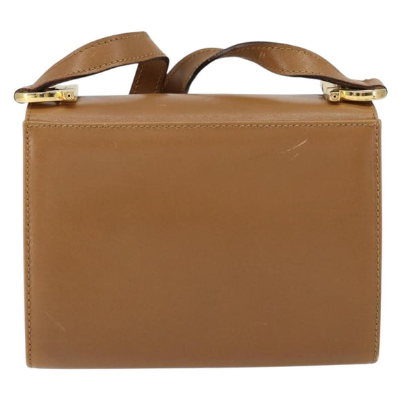 Salvatore Ferragamo Gancini Shoulder Bag Leather Brown Gold Auth gh1300