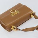 Salvatore Ferragamo Gancini Shoulder Bag Leather Brown Gold Auth gh1300-6
