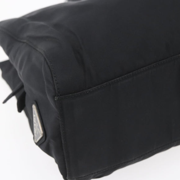 PRADA Hand Bag Nylon Black Silver Auth gh1303