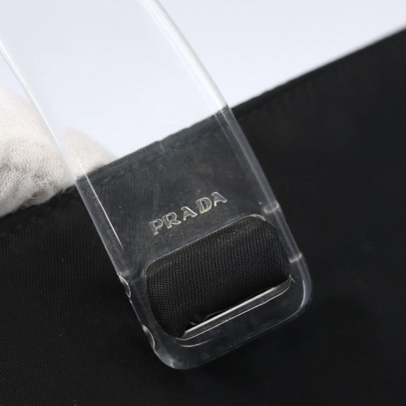 PRADA Hand Bag Nylon Black Silver Auth gh1303