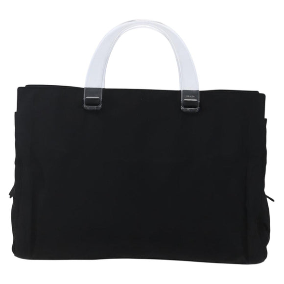 PRADA Hand Bag Nylon Black Silver Auth gh1303