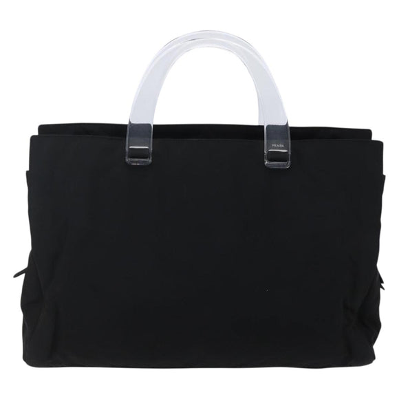 PRADA Hand Bag Nylon Black Silver Auth gh1303