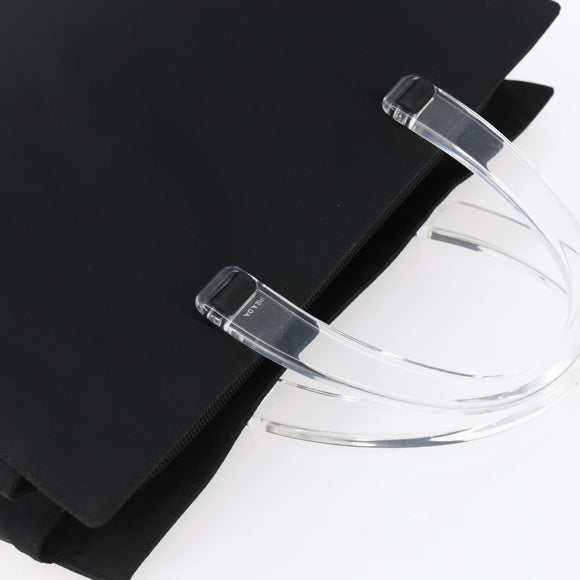 PRADA Hand Bag Nylon Black Silver Auth gh1303