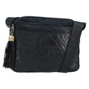 CHANEL Matelasse COCO Mark Shoulder Bag Lamb Skin Black Gold CC Auth gh1304-1