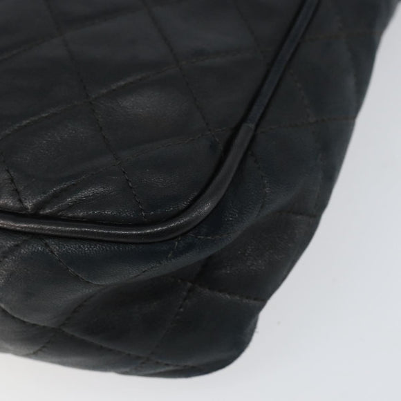 CHANEL Matelasse COCO Mark Shoulder Bag Lamb Skin Black Gold CC Auth gh1304