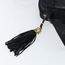 CHANEL Matelasse COCO Mark Shoulder Bag Lamb Skin Black Gold CC Auth gh1304-10