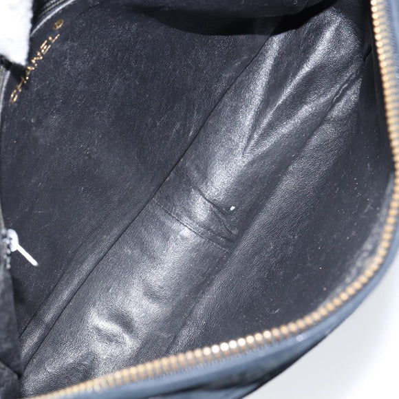 CHANEL Matelasse COCO Mark Shoulder Bag Lamb Skin Black Gold CC Auth gh1304