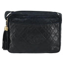 CHANEL Matelasse COCO Mark Shoulder Bag Lamb Skin Black Gold CC Auth gh1304-13