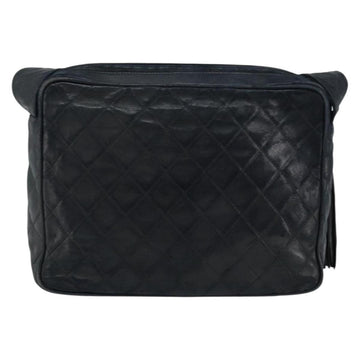 CHANEL Matelasse COCO Mark Shoulder Bag Lamb Skin Black Gold CC Auth gh1304 - 0